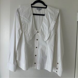 Ganni white peplum top